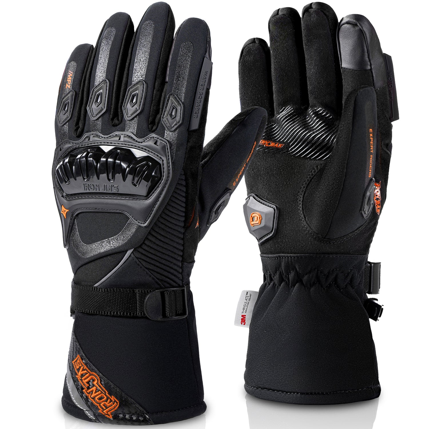 Black Waterproof Winter Motorcycle Gloves
