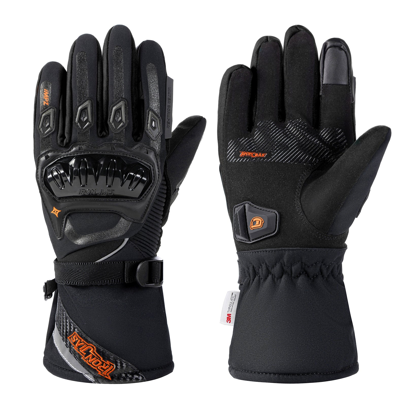 Black Waterproof Winter Motorcycle Gloves