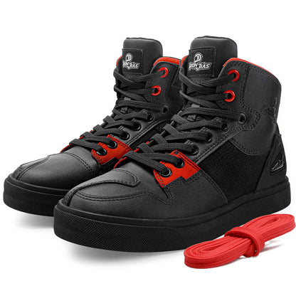 Blackred Rubber Sole Protective Motorcycle Shoes