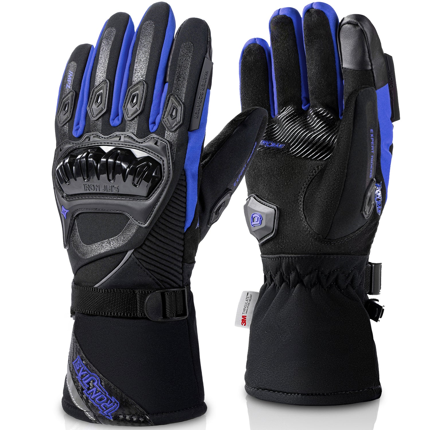 Blue Waterproof Winter Motorcycle Gloves