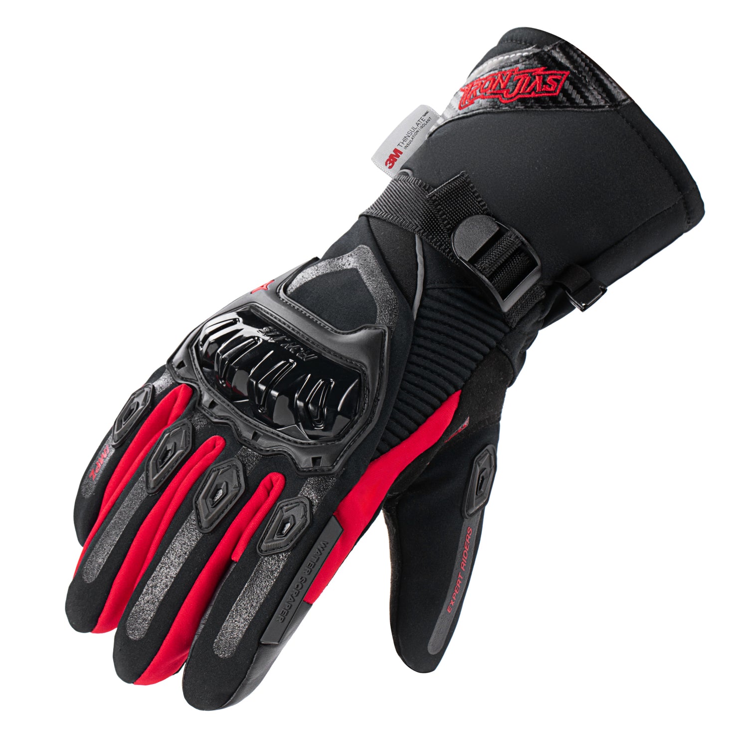 Red Waterproof Winter Motorcycle Gloves 