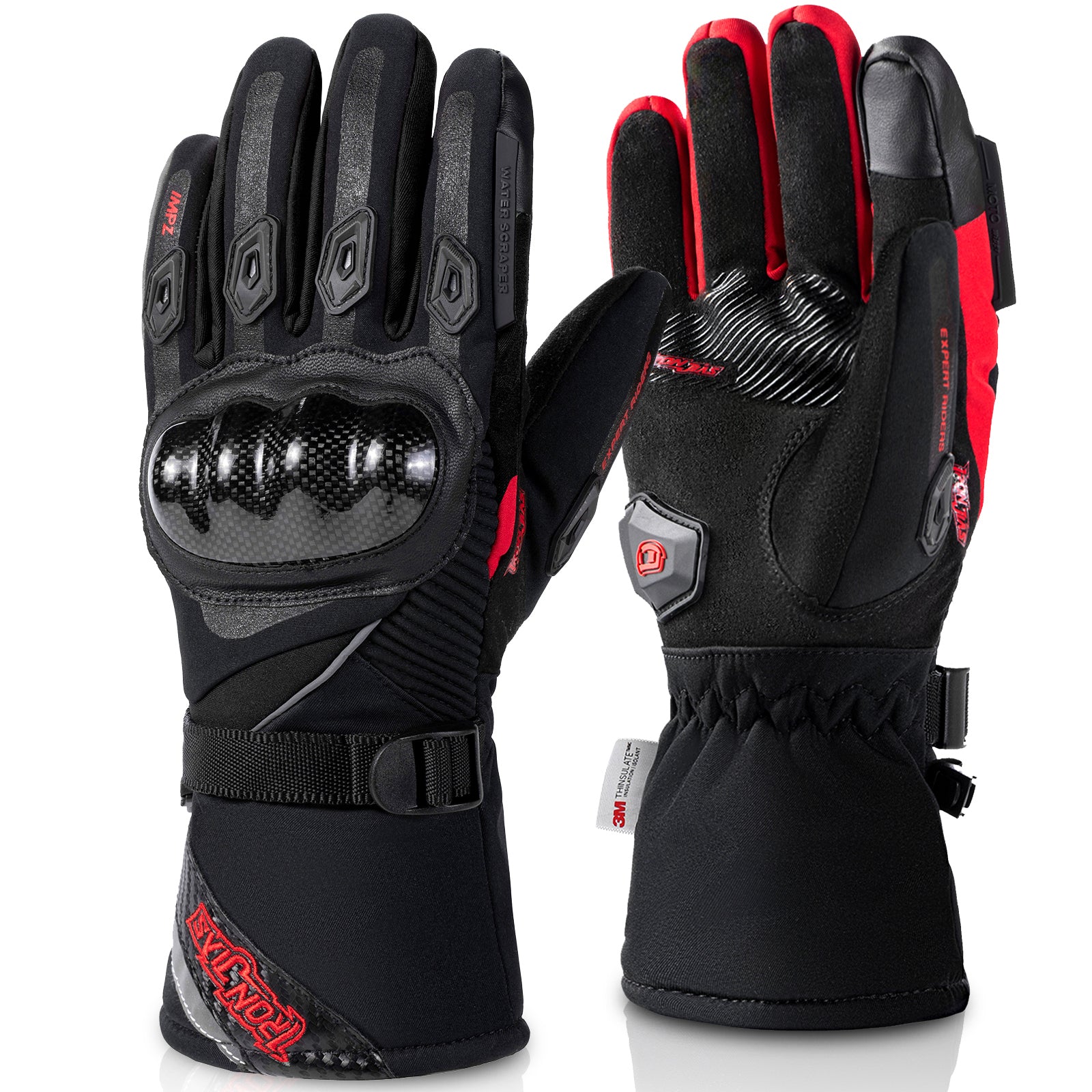 Red Waterproof  Winter Motorcycle Gloves