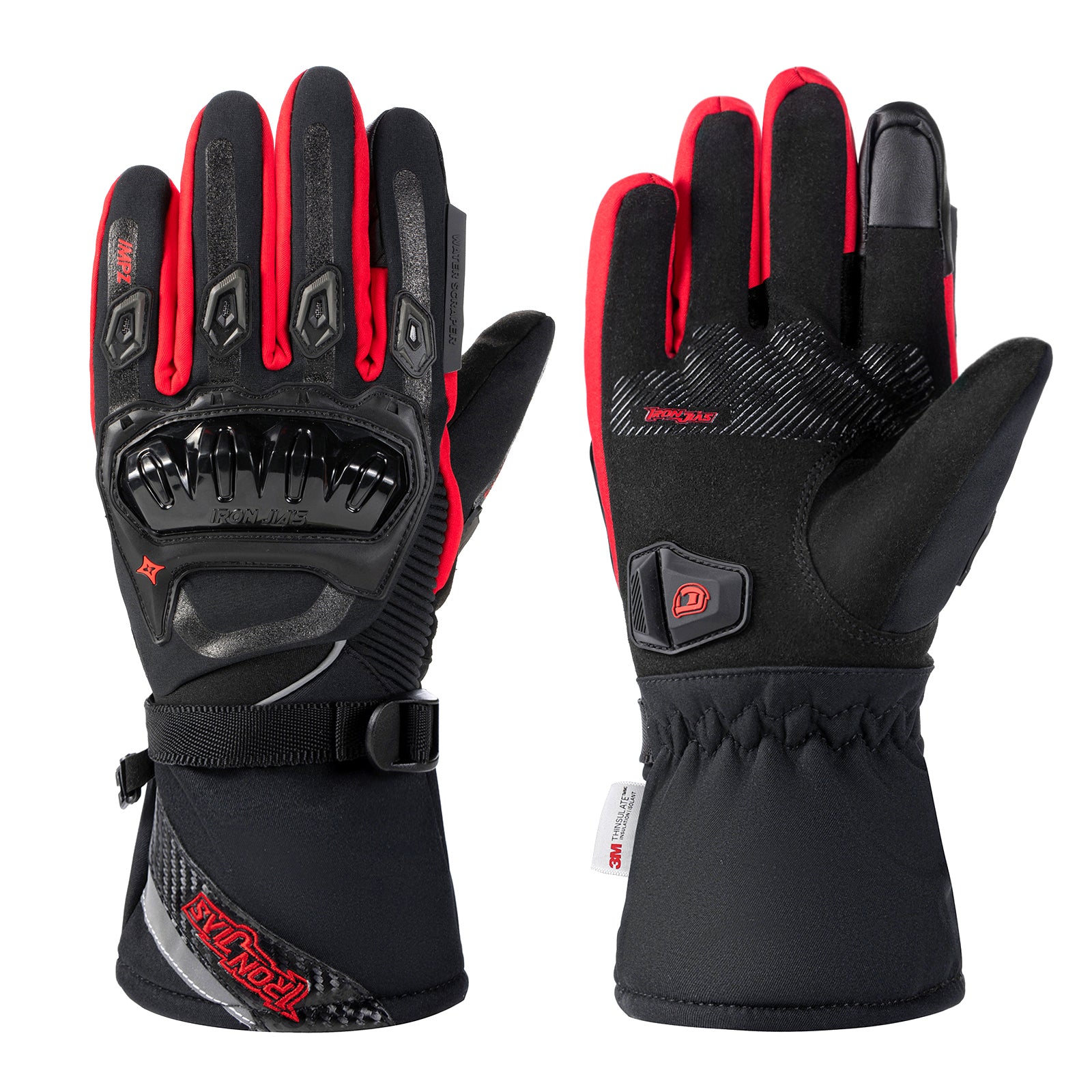 Red Waterproof Winter Motorcycle Gloves